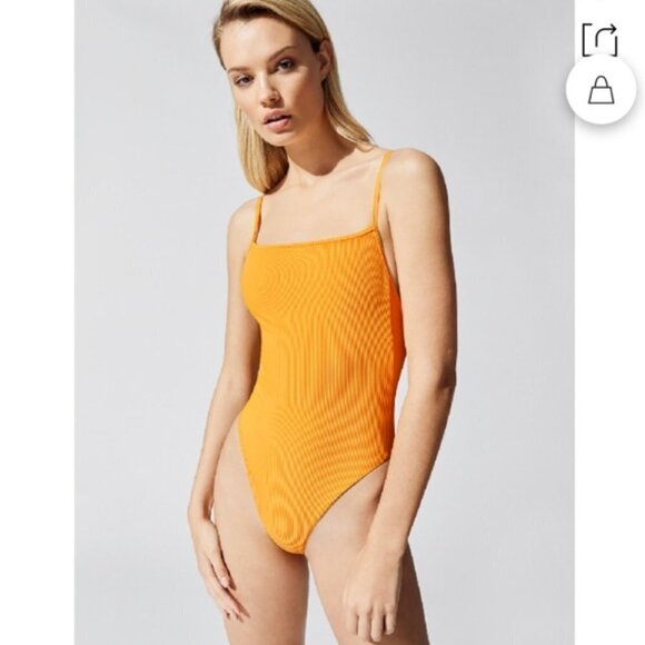 NEW Skin By SAME Yellow Ribbed High Cut One Piece Swimsuit - Picture 1 of 6